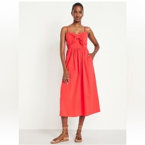 NEW Old Navy Fit + Flare Tie Front Midi Dress
